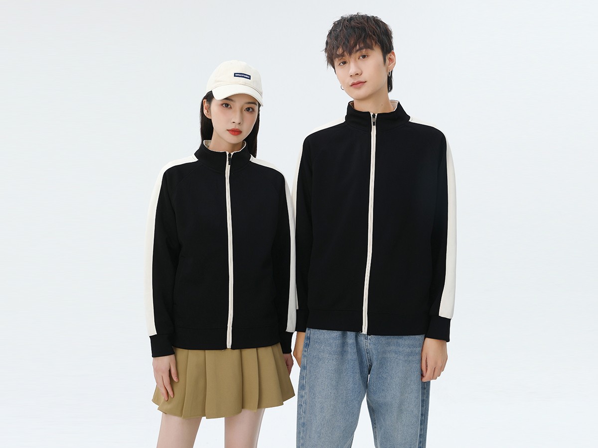 撞色立領衛(wèi)衣定制